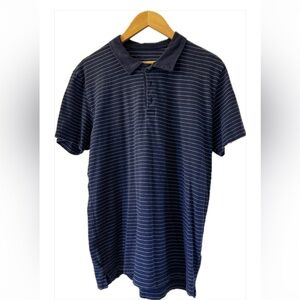 😎 Lucky Brand California Original short sleeve blue striped polo, in size large
